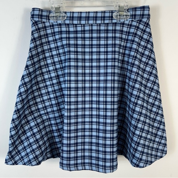 H&M Navy and Light Blue Checkered Skirt Youth 12 - Picture 1 of 9